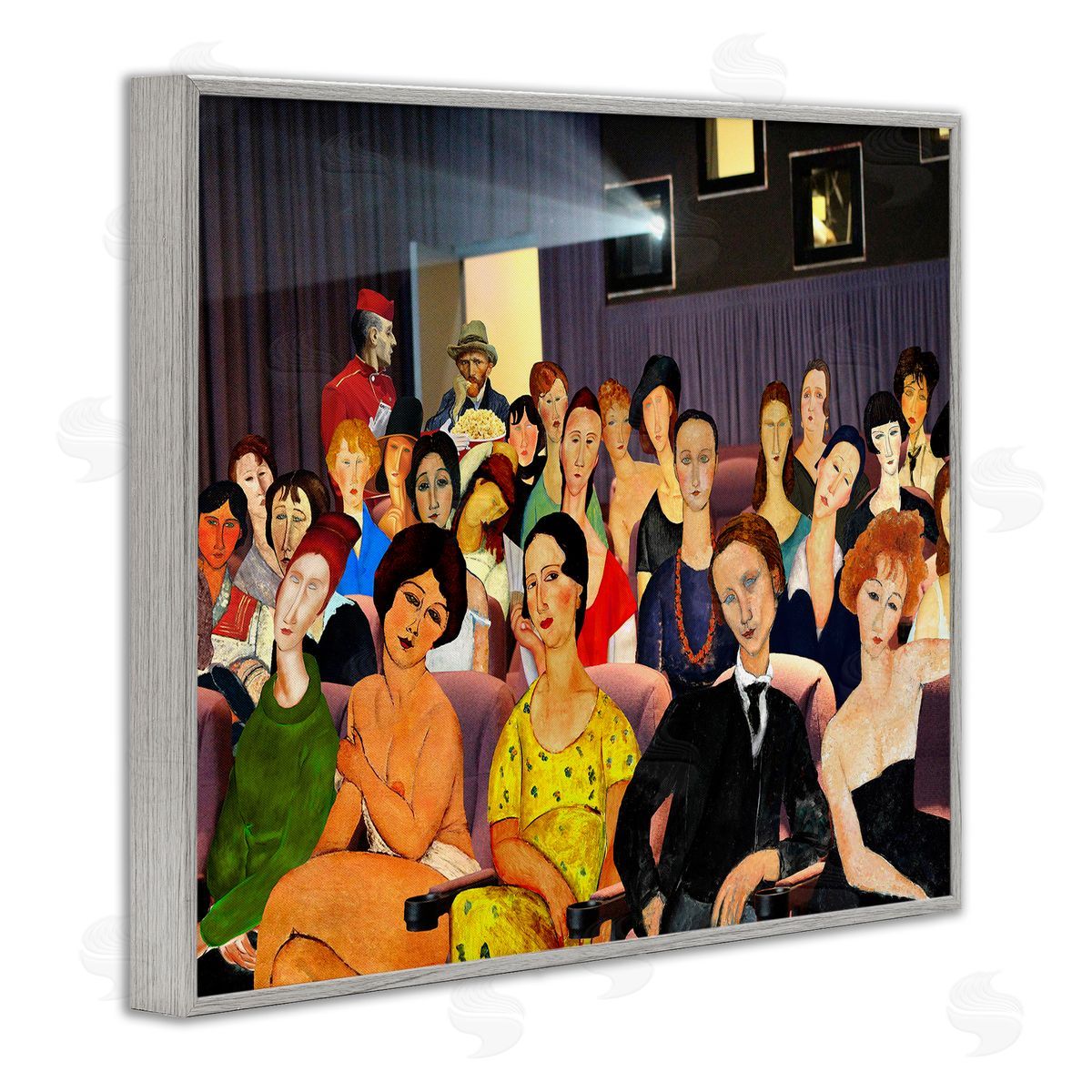 Barry Kite Vintage Theater Collage Gray Framed Giclee Wall Artside_