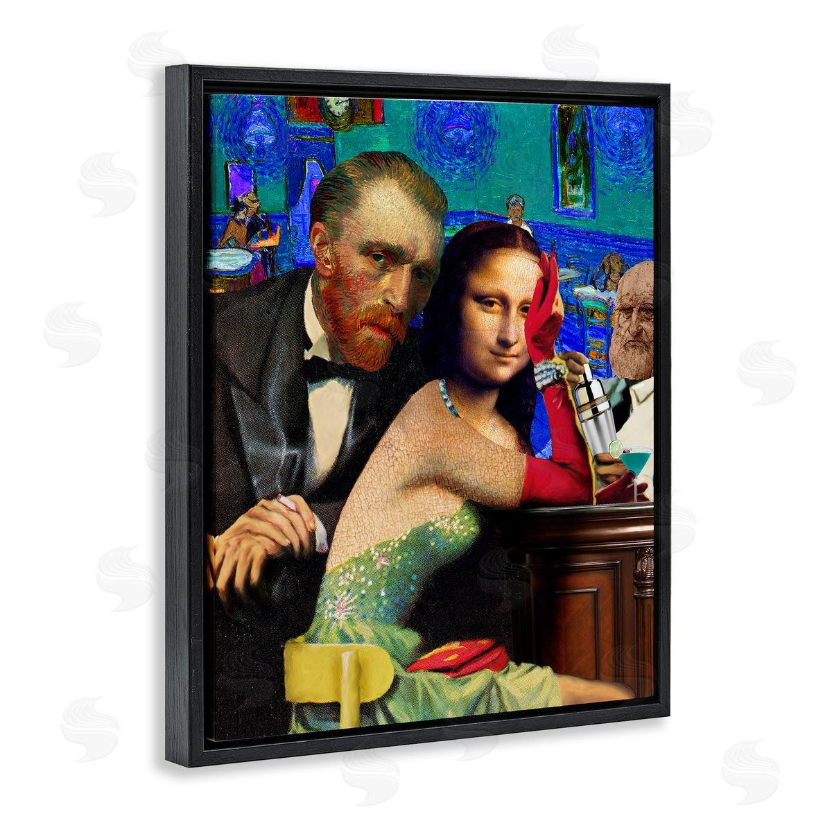 Barry Kite Van Gogh & Mona Lisa Black Floater Frame Canvas Artside_