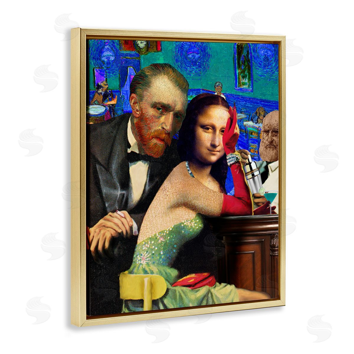 Barry Kite Van Gogh & Mona Lisa Gold Floater Frame Canvas Artside_