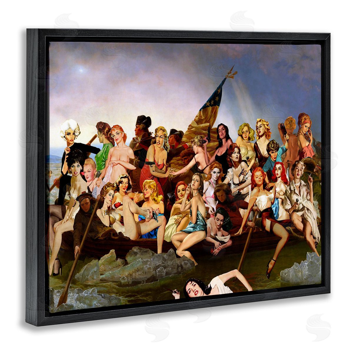 Barry Kite Classic People Collage Black Floater Frame Canvas Artside_