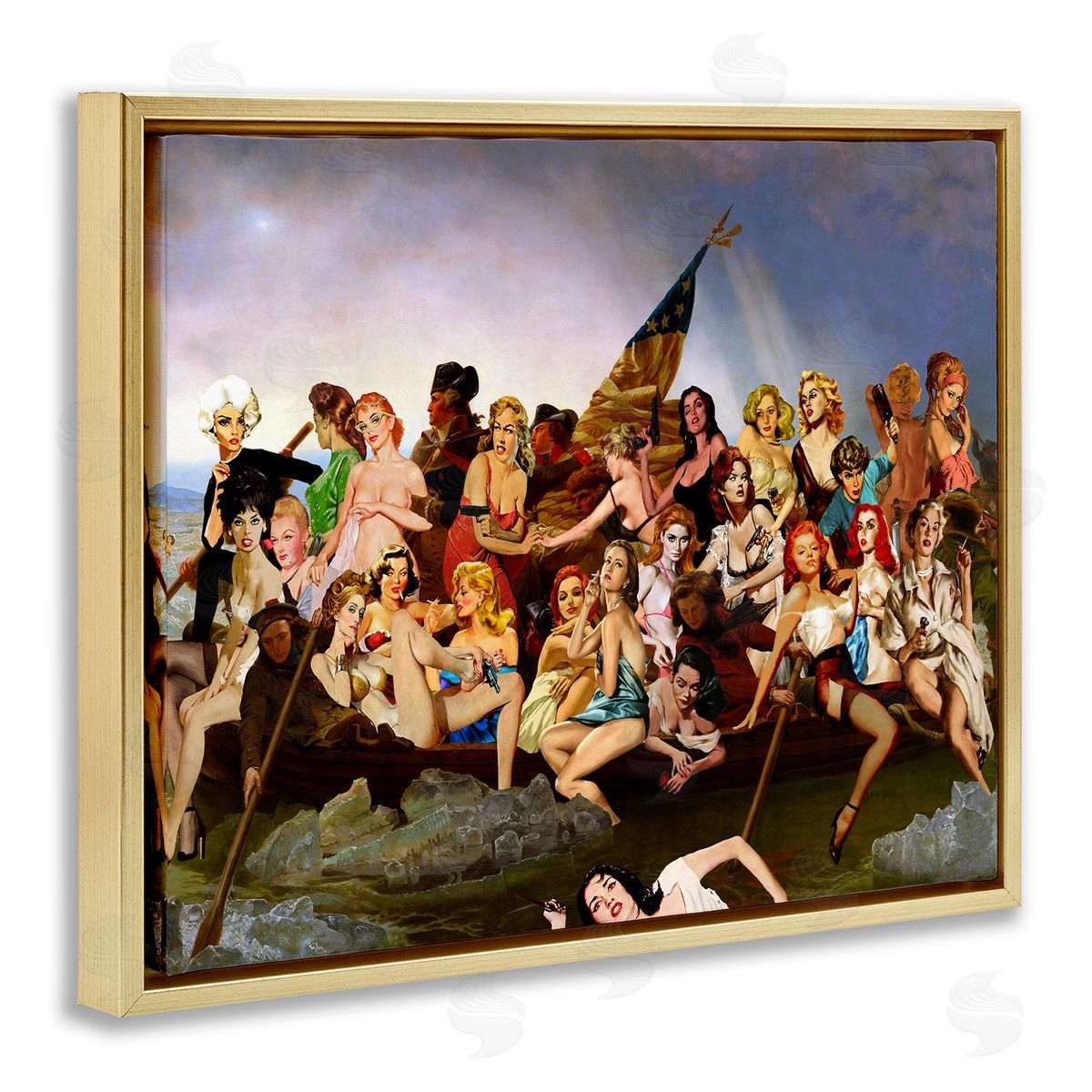 Barry Kite Classic People Collage Gold Floater Frame Canvas Artside_