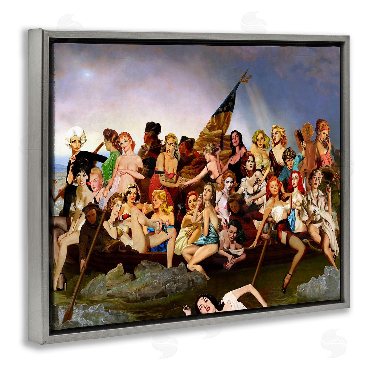 Barry Kite Classic People Collage Gray Floater Frame Canvas Artside_