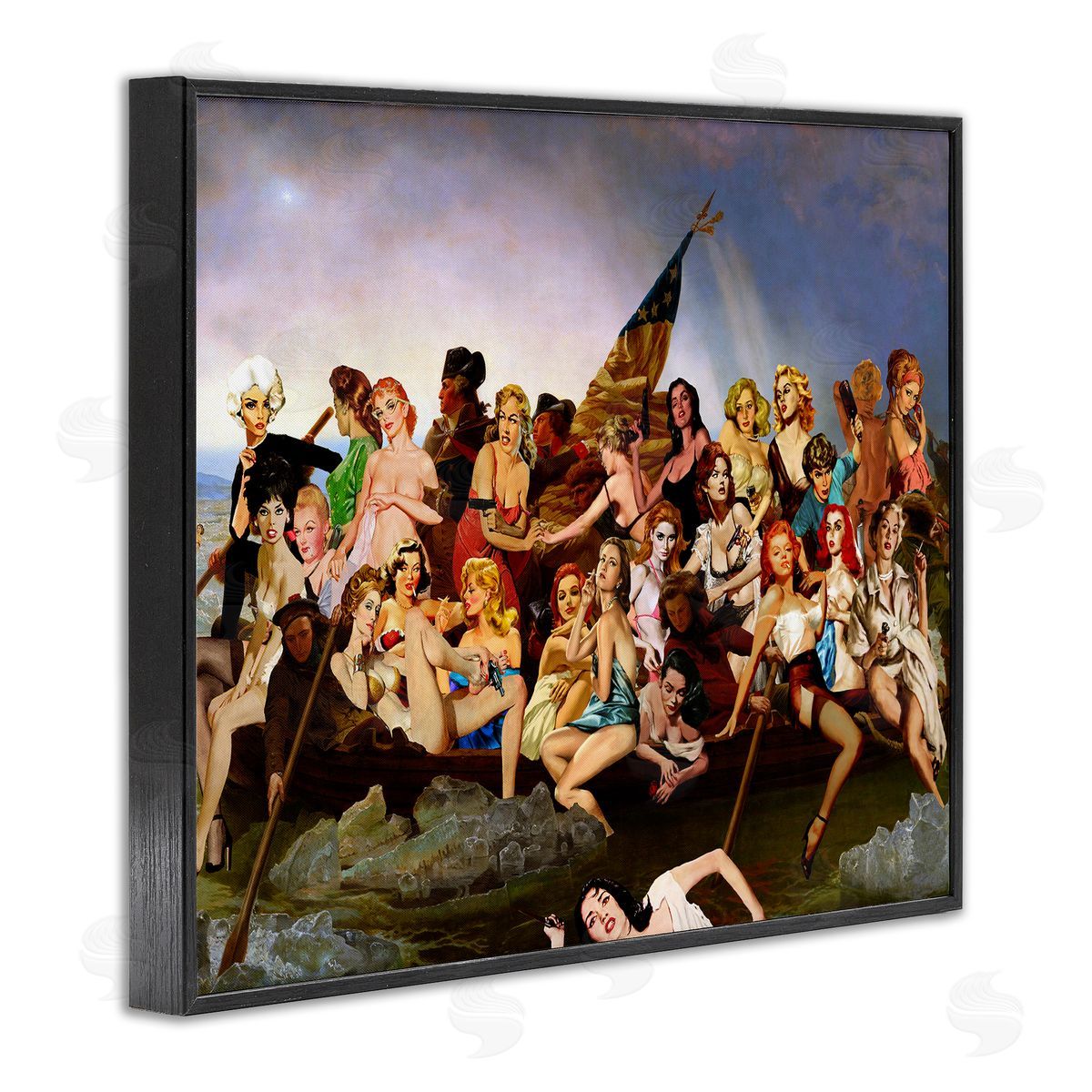 Barry Kite Classic People Collage Black Framed Giclee Wall Artside_