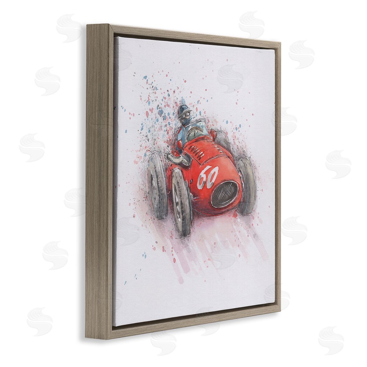 Nicola Mason Vintage Race Car Brown Floater Frame Canvas Artside_