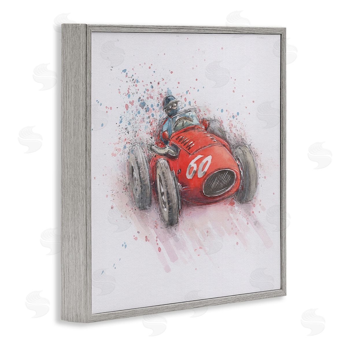 Nicola Mason Vintage Race Car Gray Framed Giclee Wall Artside_