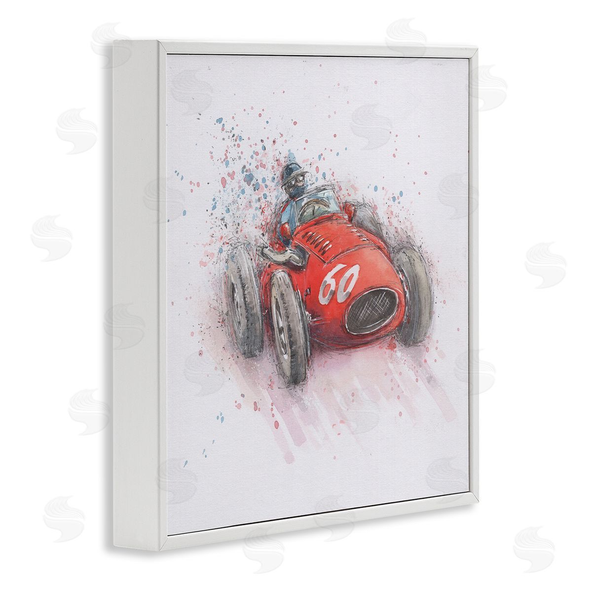 Nicola Mason Vintage Race Car White Framed Giclee Wall Artside_