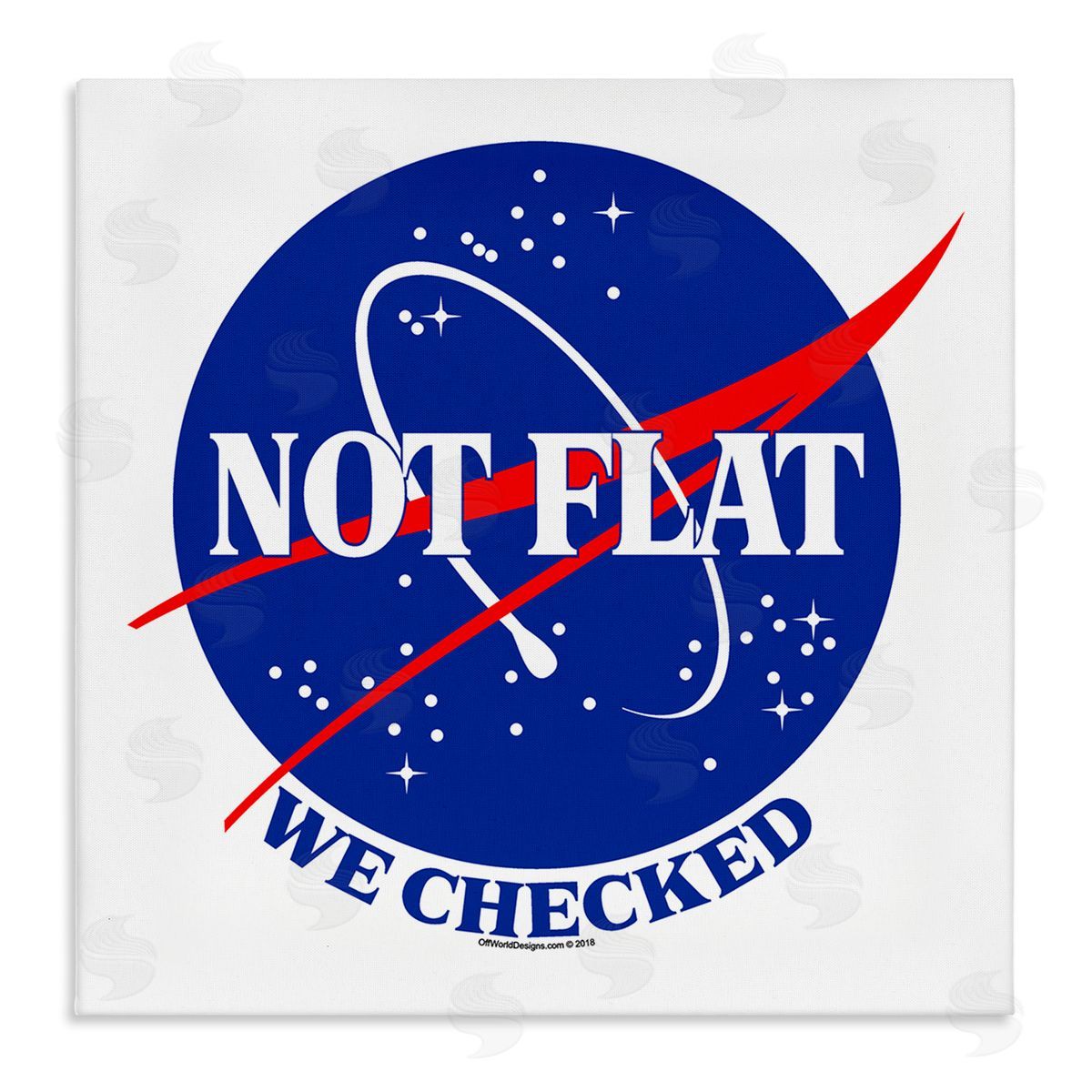 Off World Designs Not Flat Earth Phrase Canvas Wall Art