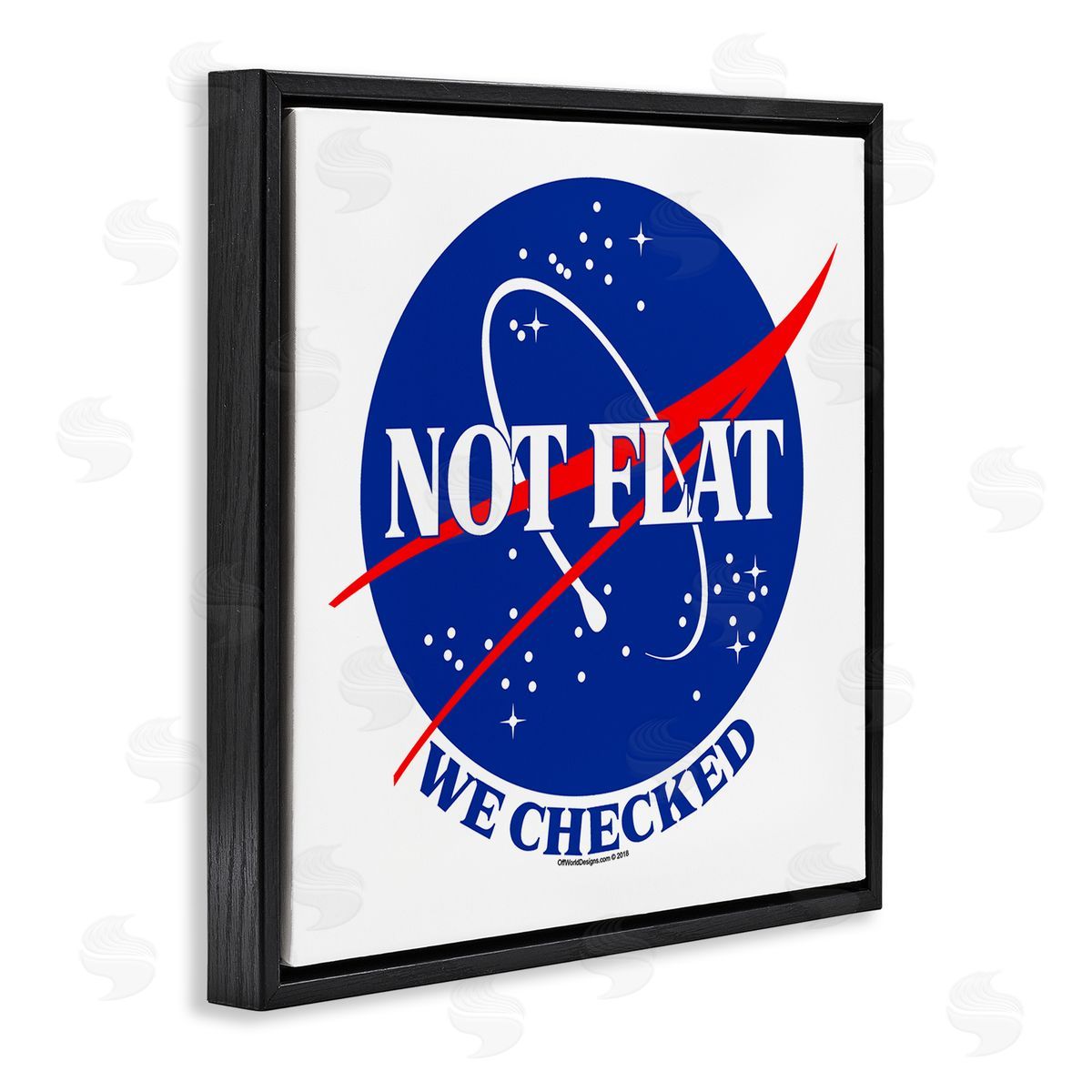 Off World Designs Not Flat Earth Phrase Black Floater Frame Canvas Artside_