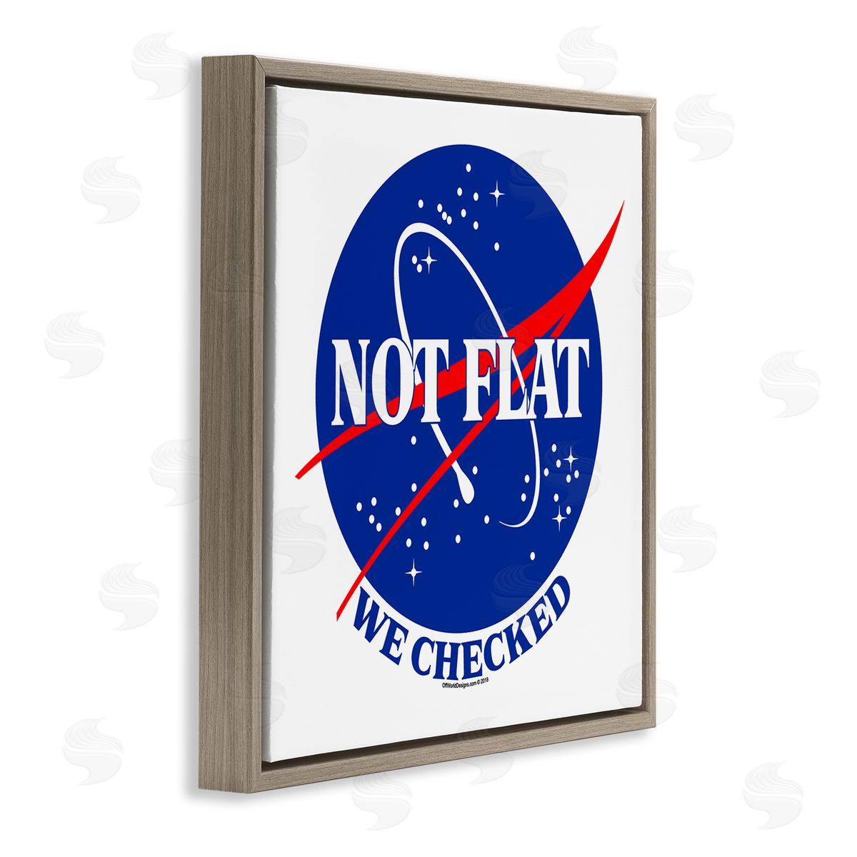 Off World Designs Not Flat Earth Phrase Brown Floater Frame Canvas Artside_
