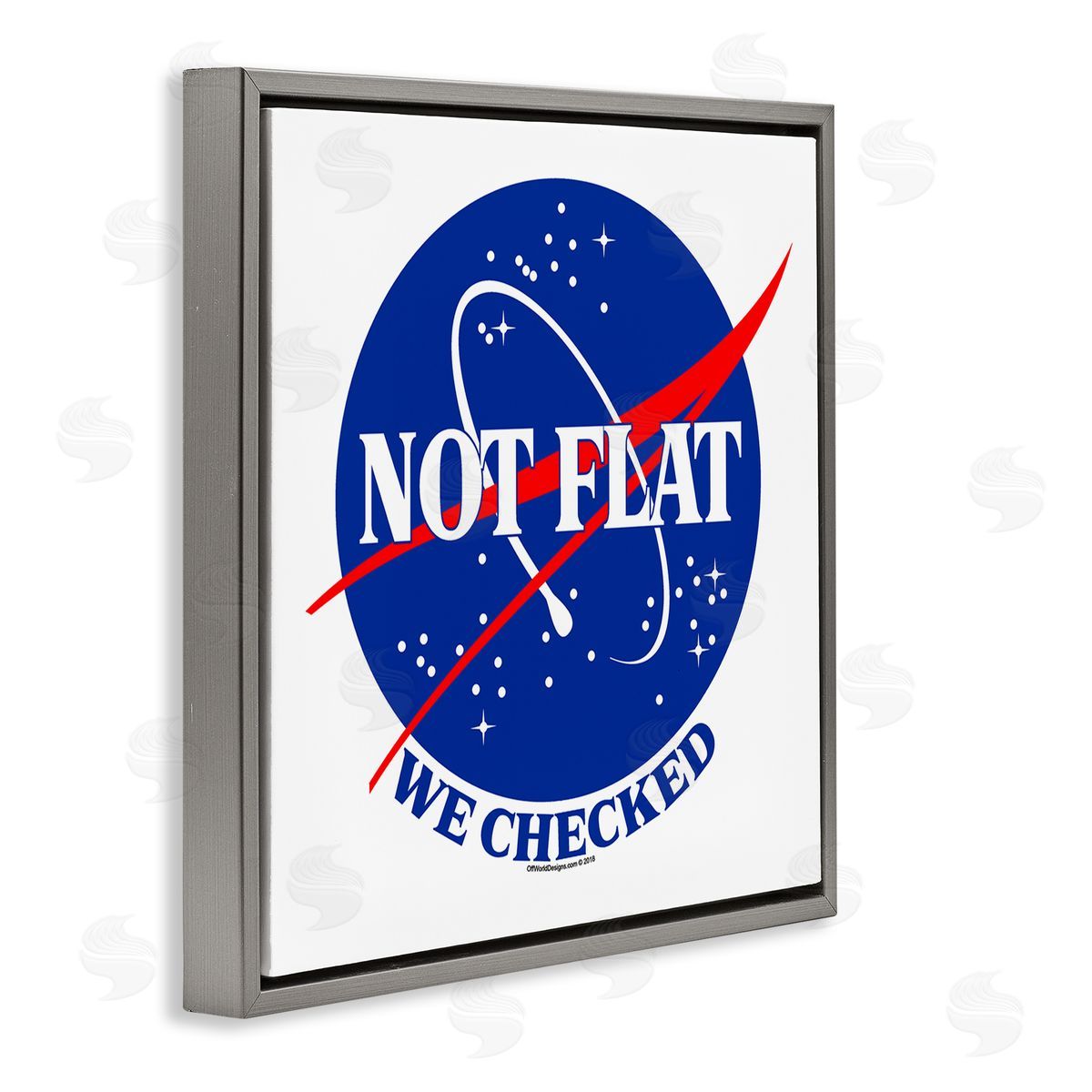 Off World Designs Not Flat Earth Phrase Gray Floater Frame Canvas Artside_