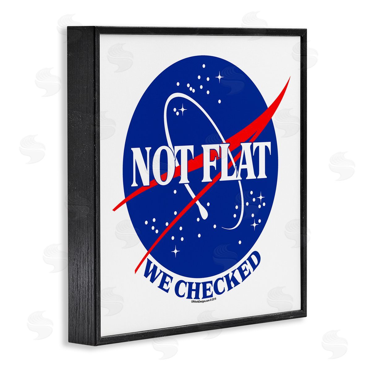 Off World Designs Not Flat Earth Phrase Black Framed Giclee Wall Artside_