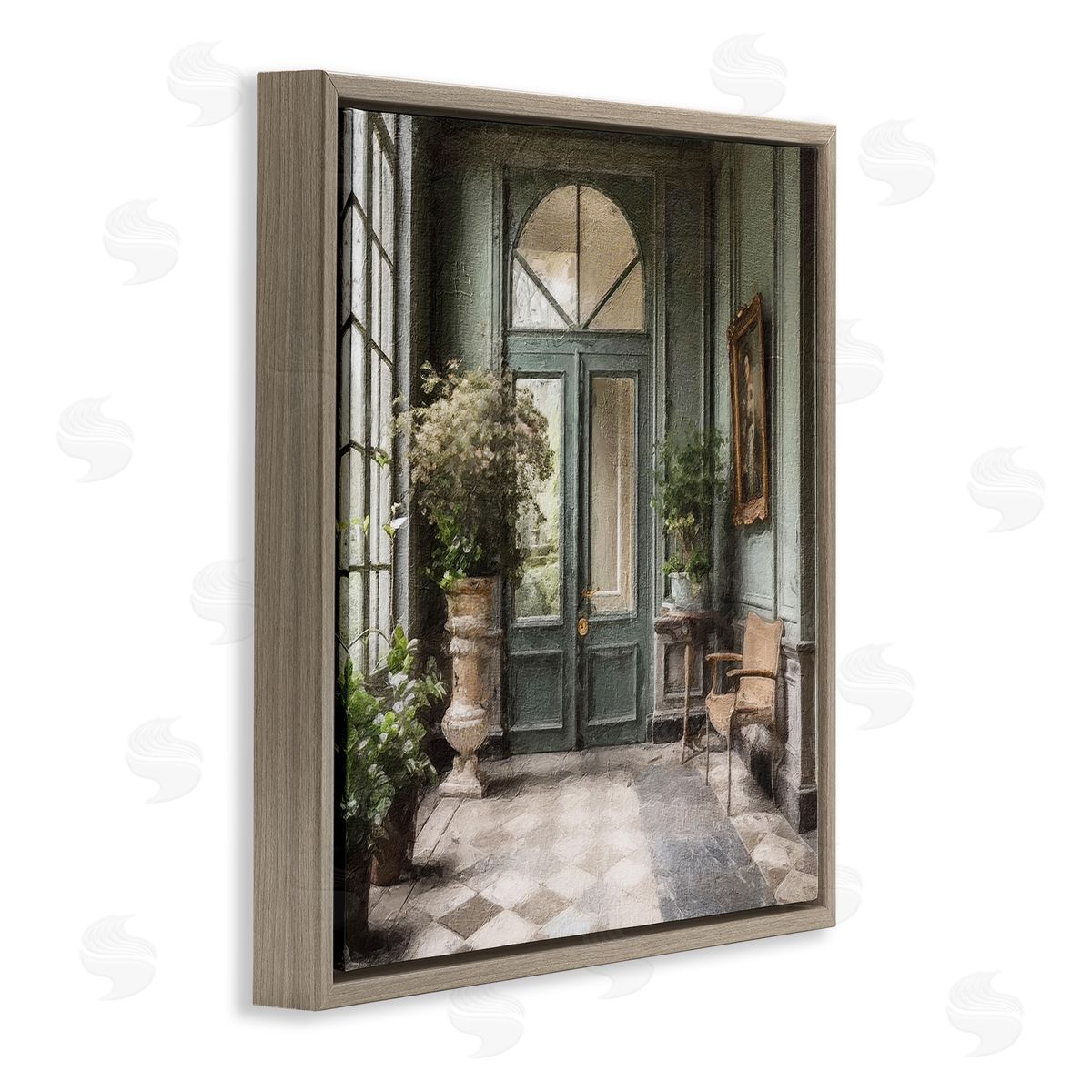 Riley B Green French Architecture Brown Floater Frame Canvas Artside_