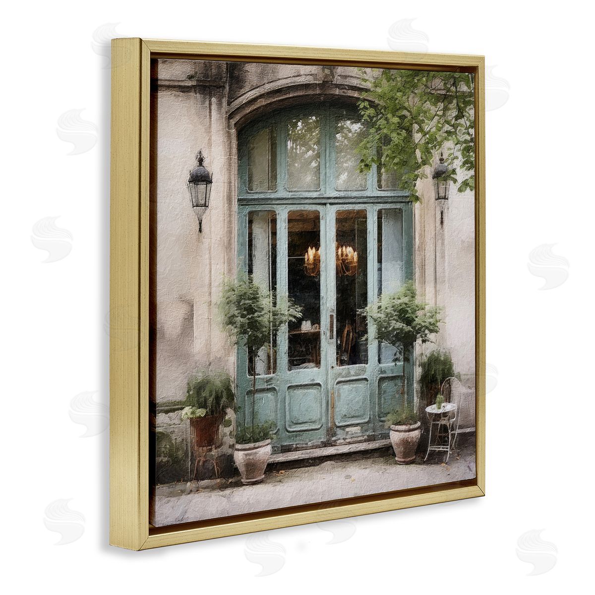 Riley B Sage French Doors Gold Floater Frame Canvas Artside_