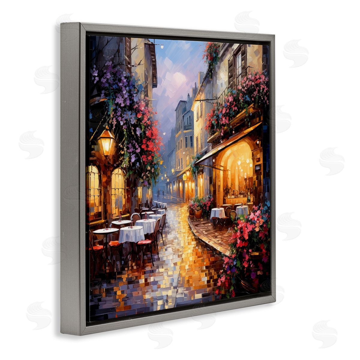Ray Powers Floral French Bistro Gray Floater Frame Canvas Artside_