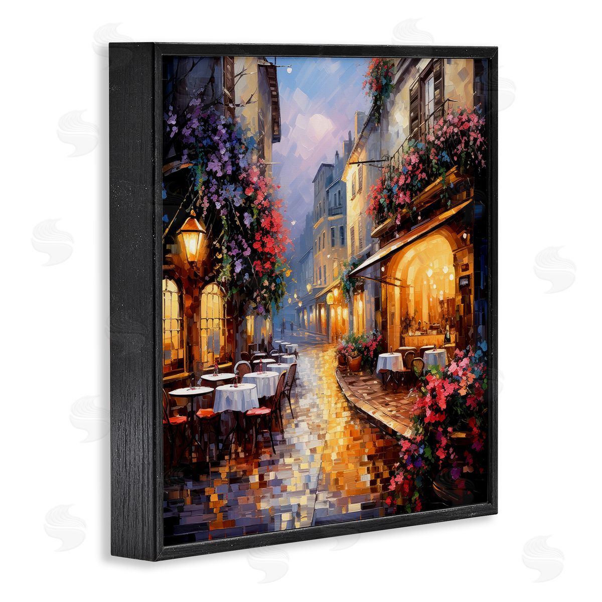 Ray Powers Floral French Bistro Black Framed Giclee Wall Artside_