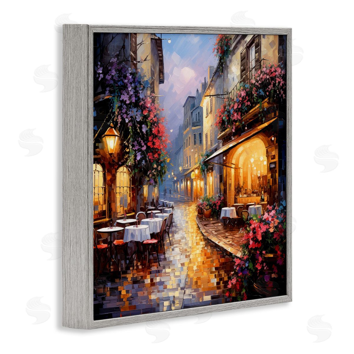 Ray Powers Floral French Bistro Gray Framed Giclee Wall Artside_