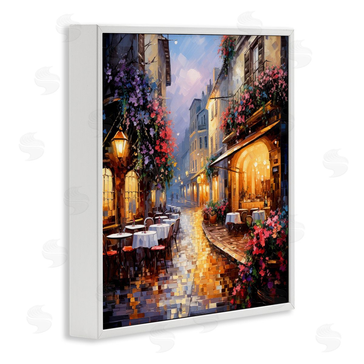 Ray Powers Floral French Bistro White Framed Giclee Wall Artside_