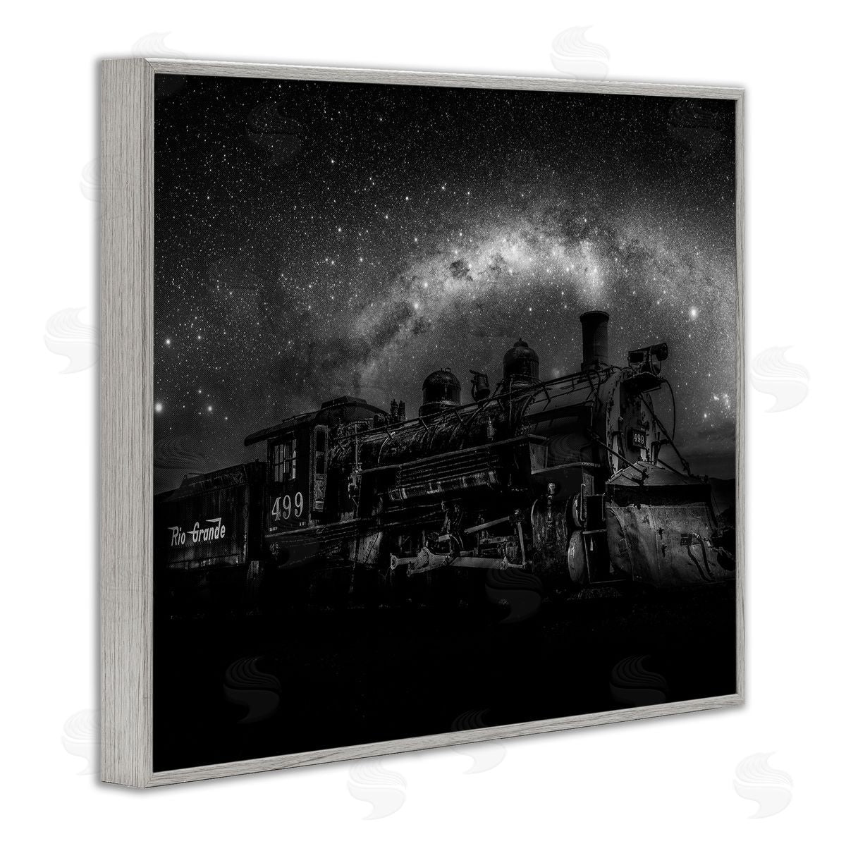Daniel Sproul Train & Night Sky Gray Framed Giclee Wall Artside_