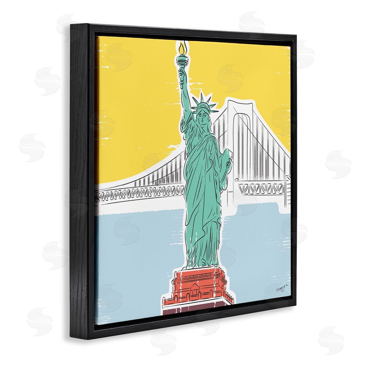 Pragya Kothari Statue of Liberty Portrait Black Floater Frame Canvas Artside_