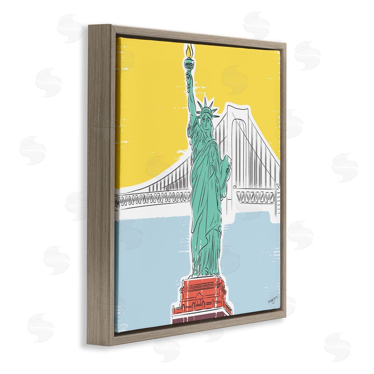 Pragya Kothari Statue of Liberty Portrait Brown Floater Frame Canvas Artside_