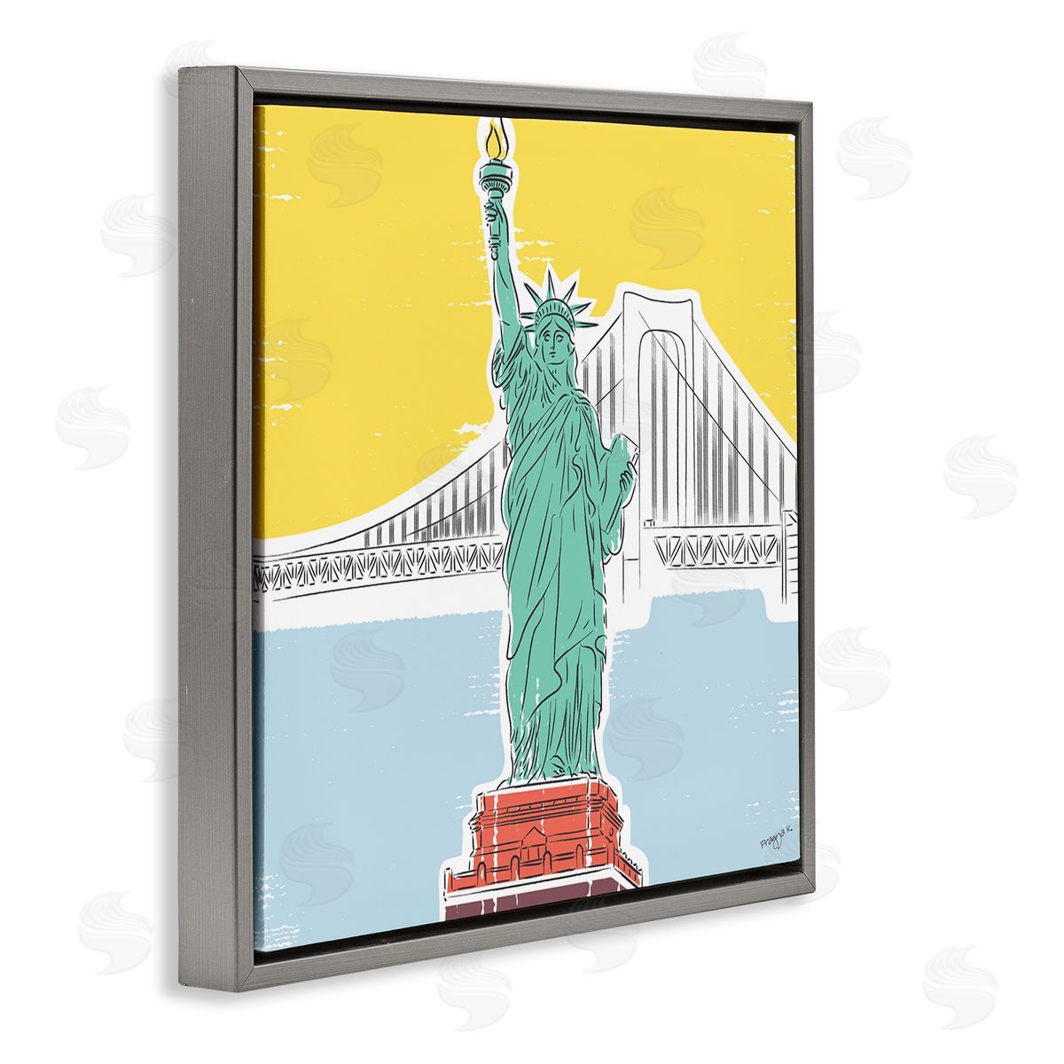 Pragya Kothari Statue of Liberty Portrait Gray Floater Frame Canvas Artside_