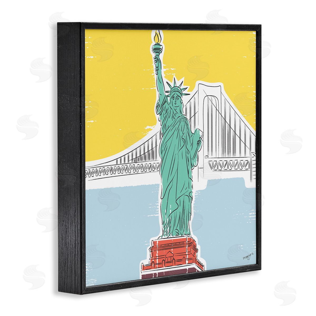 Pragya Kothari Statue of Liberty Portrait Black Framed Giclee Wall Artside_