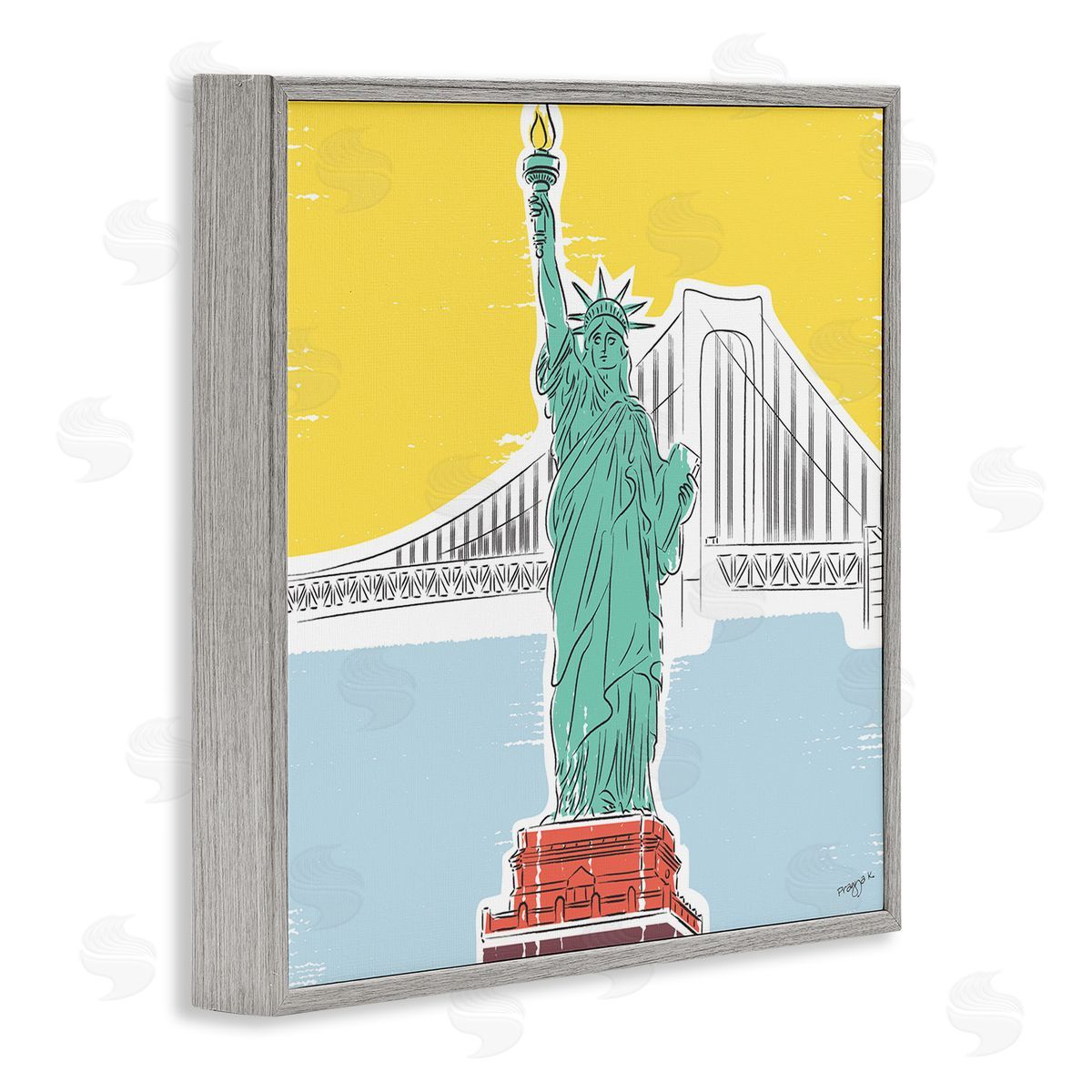 Pragya Kothari Statue of Liberty Portrait Gray Framed Giclee Wall Artside_