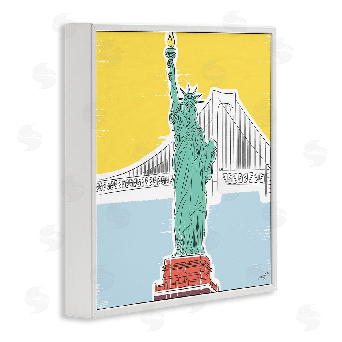 Pragya Kothari Statue of Liberty Portrait White Framed Giclee Wall Artside_