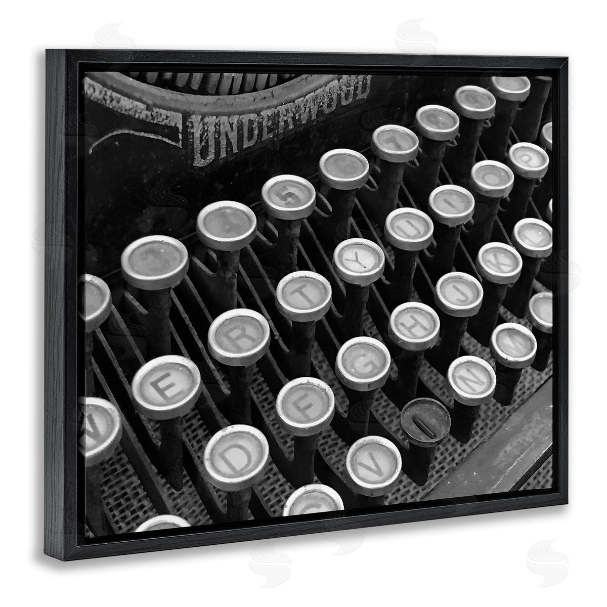 Steve Toole Antique Typewriter Keys Black Floater Frame Canvas Artside_