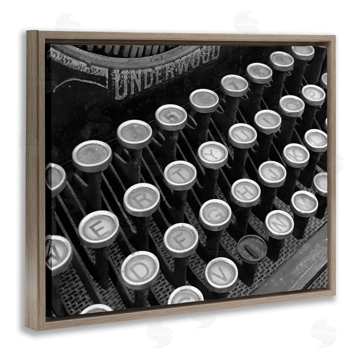 Steve Toole Antique Typewriter Keys Brown Floater Frame Canvas Artside_