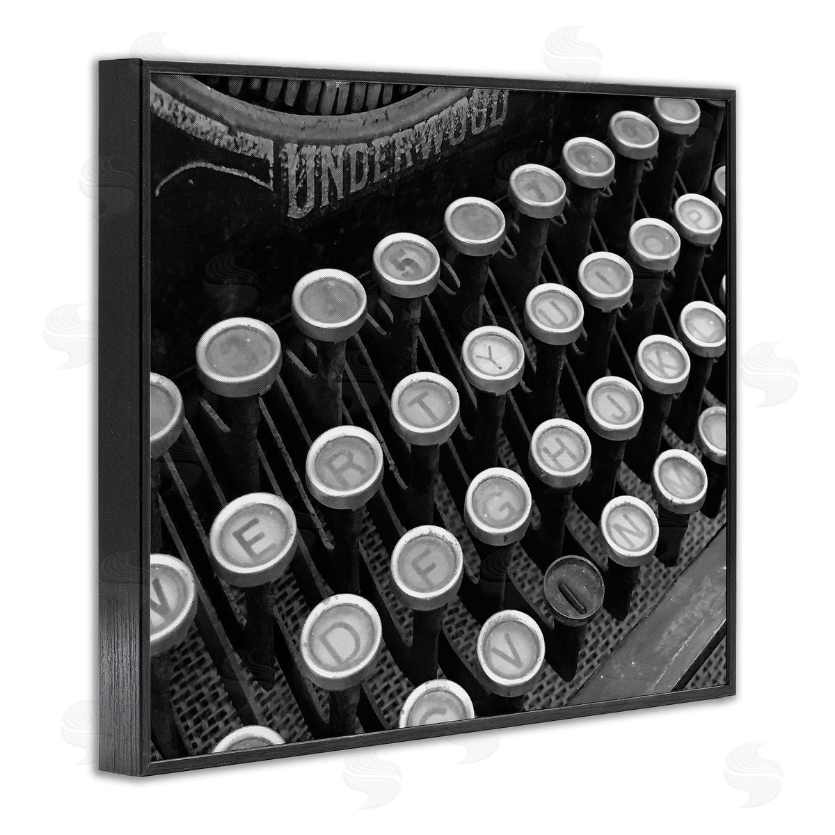 Steve Toole Antique Typewriter Keys Black Framed Giclee Wall Artside_