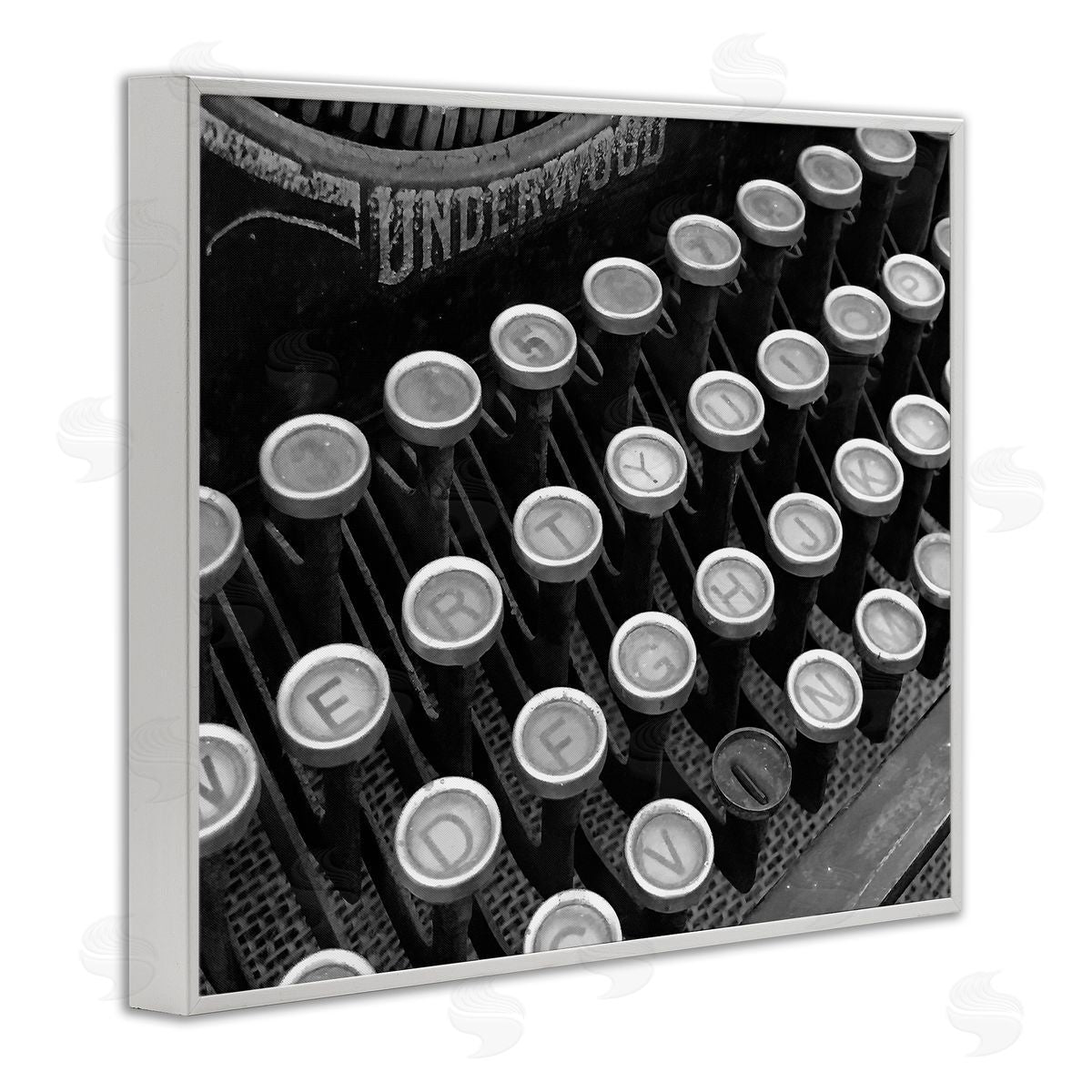 Steve Toole Antique Typewriter Keys White Framed Giclee Wall Artside_