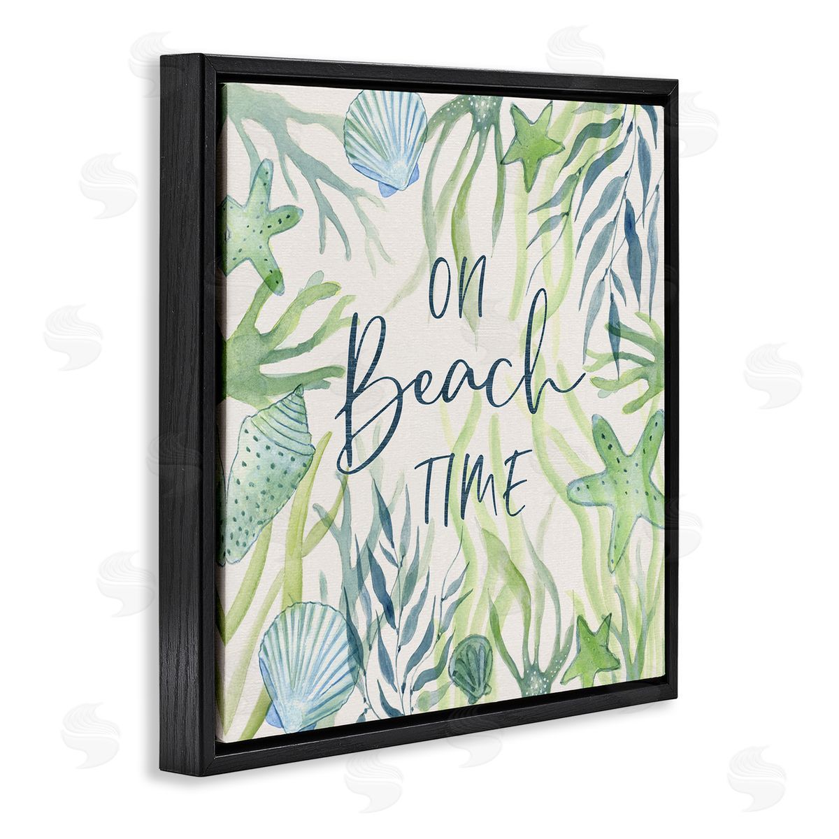 Janet Tava Beach Time Phrase Black Floater Frame Canvas Artside_