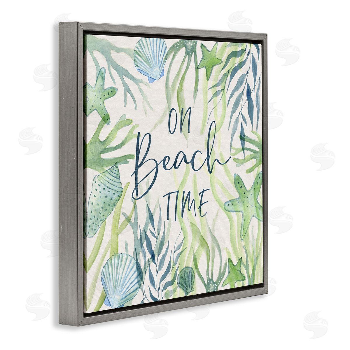 Janet Tava Beach Time Phrase Gray Floater Frame Canvas Artside_