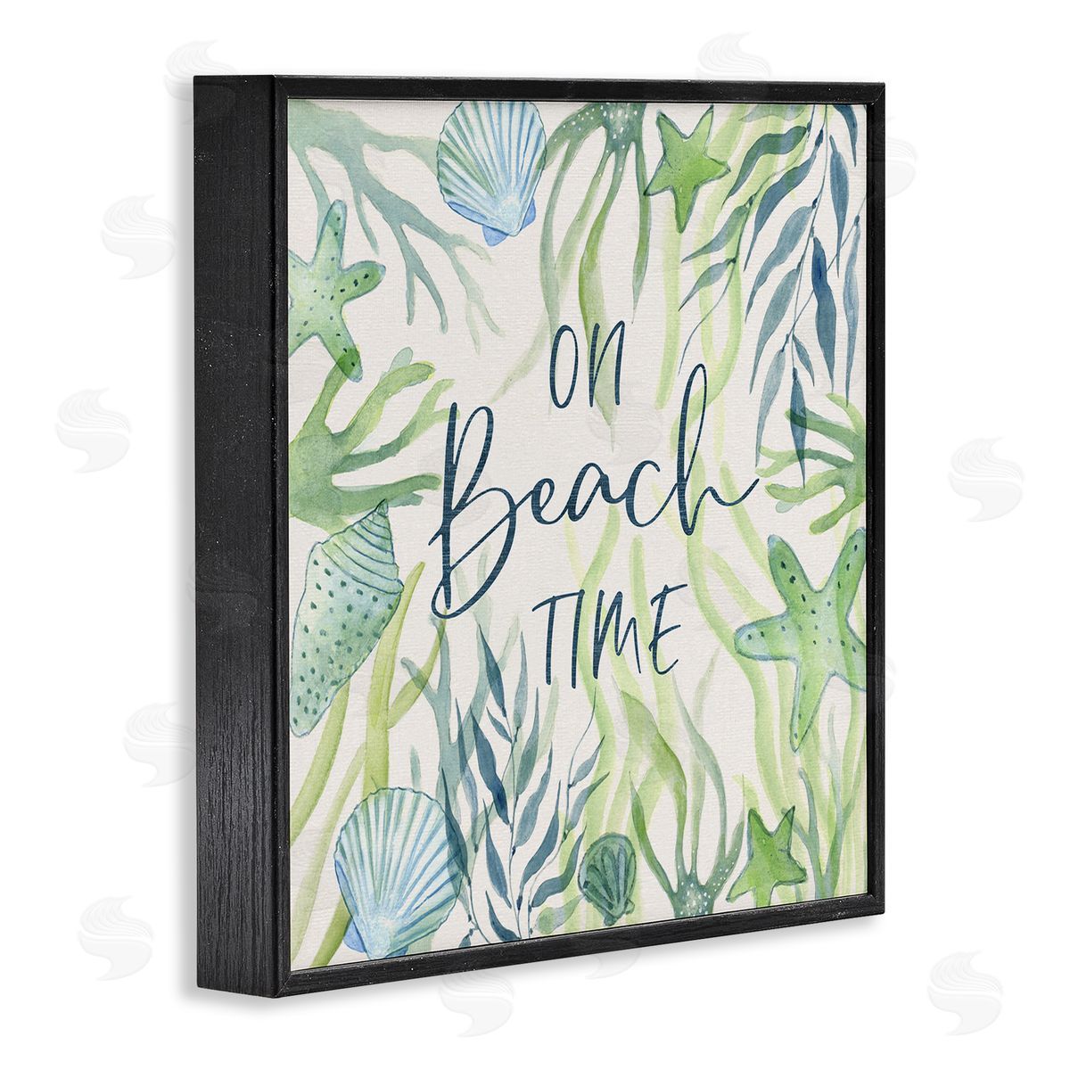Janet Tava Beach Time Phrase Black Framed Giclee Wall Artside_