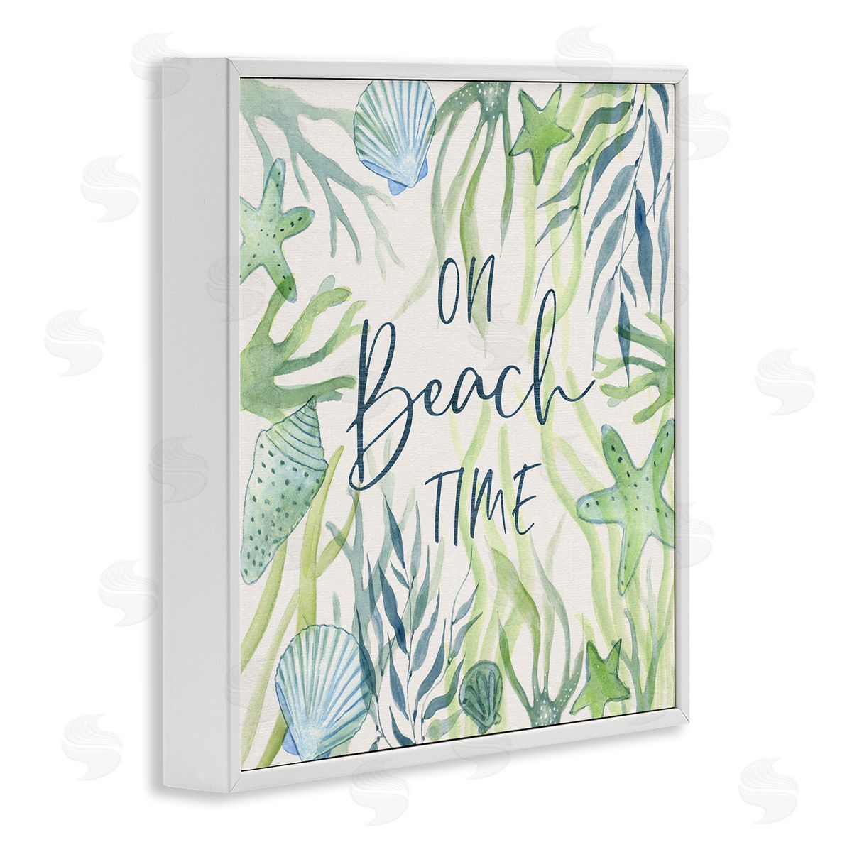 Janet Tava Beach Time Phrase White Framed Giclee Wall Artside_