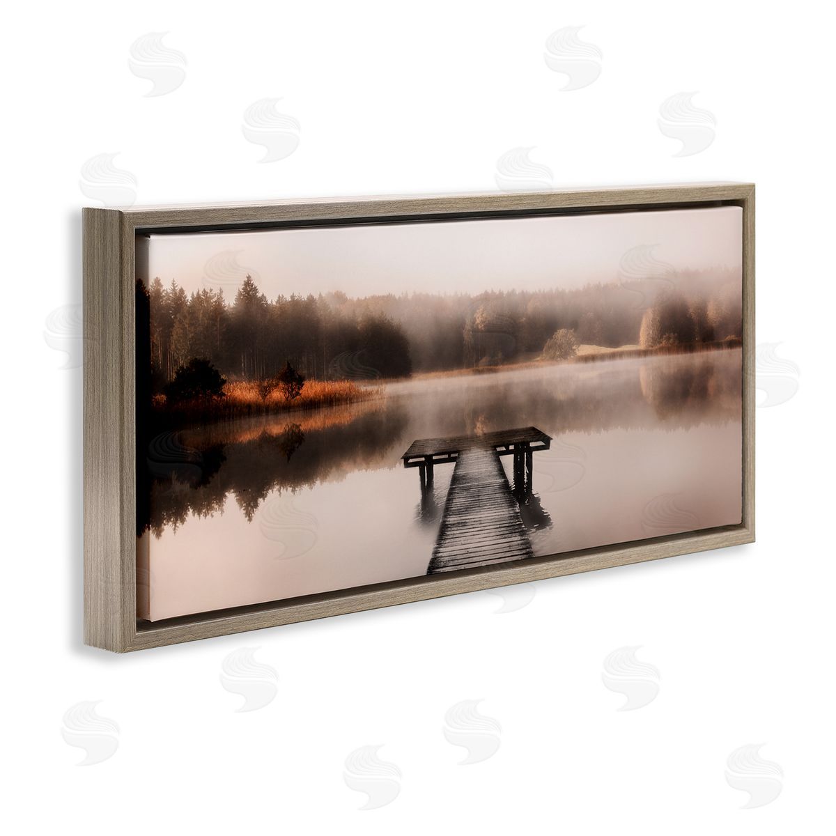 Irene Weisz Foggy Lake Pier Brown Floater Frame Canvas Artside_