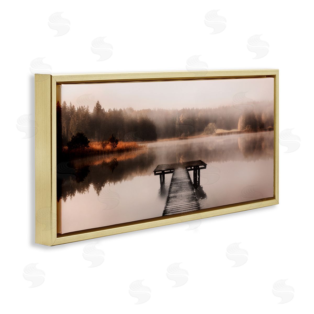 Irene Weisz Foggy Lake Pier Gold Floater Frame Canvas Artside_