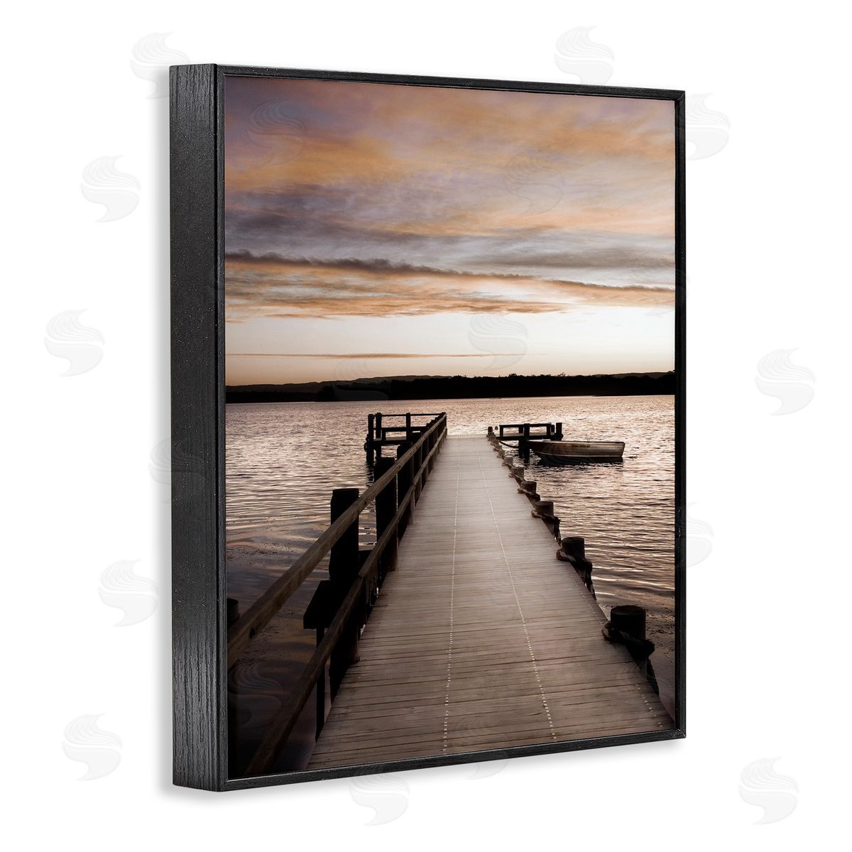 Danita Delimont Boat & Beach Pier Black Framed Giclee Wall Artside_