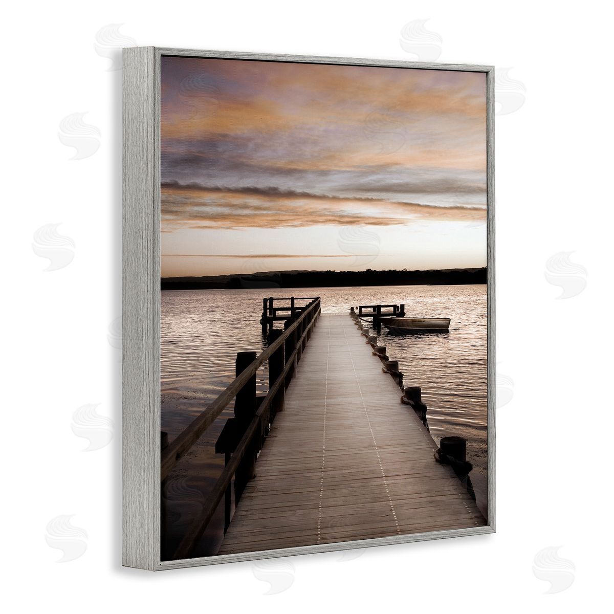 Danita Delimont Boat & Beach Pier Gray Framed Giclee Wall Artside_