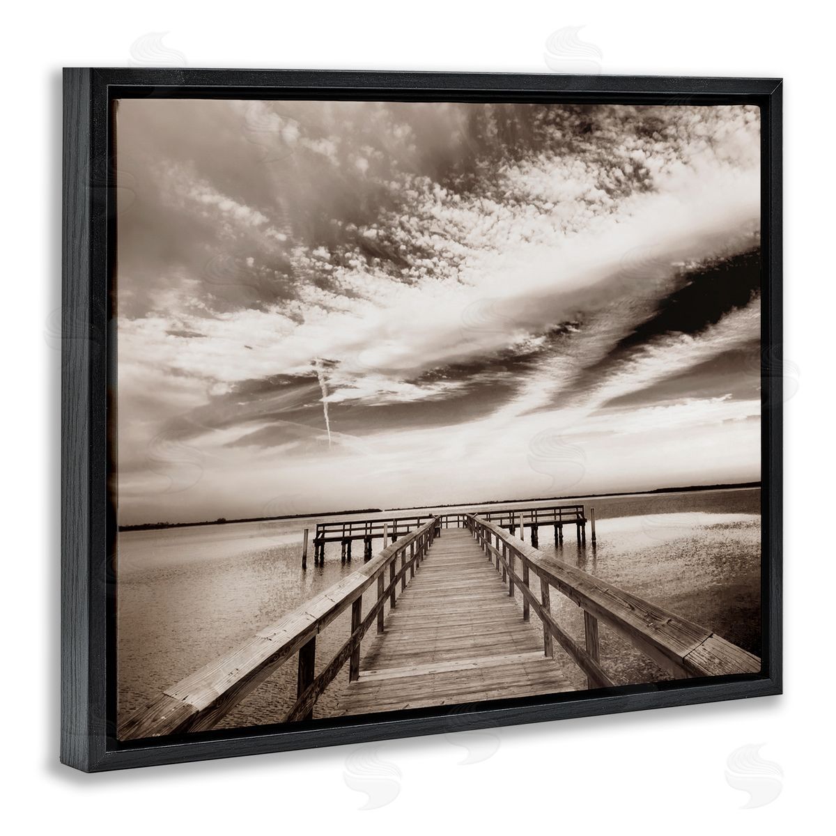 Danita Delimont Dock with Cloudy Sky Black Floater Frame Canvas Artside_