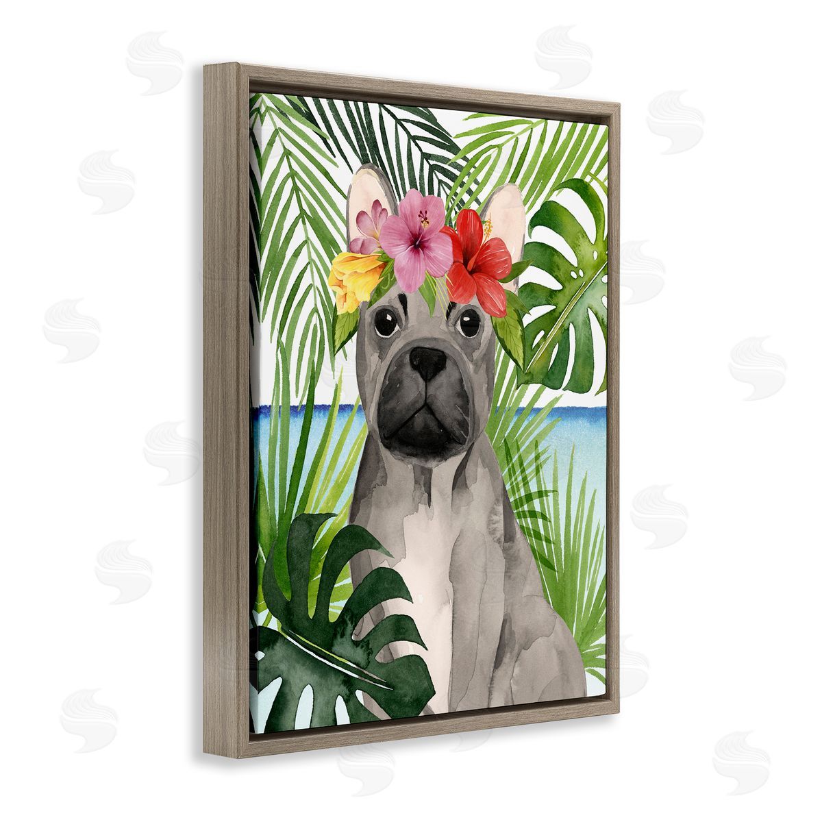 Grace Popp Tropical French Bulldog Brown Floater Frame Canvas Artside_