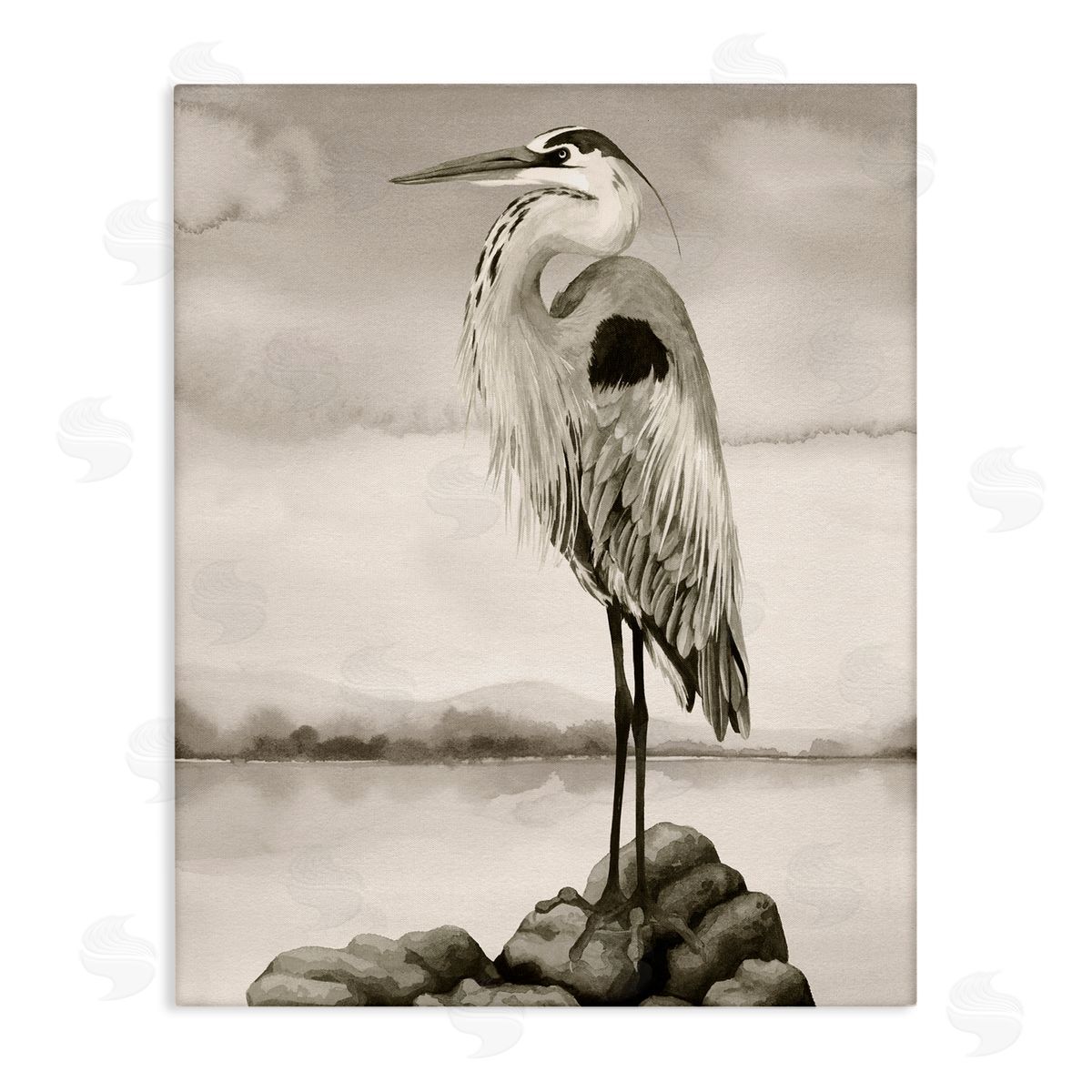 Grace Popp Grey Heron Perched Canvas Wall Art
