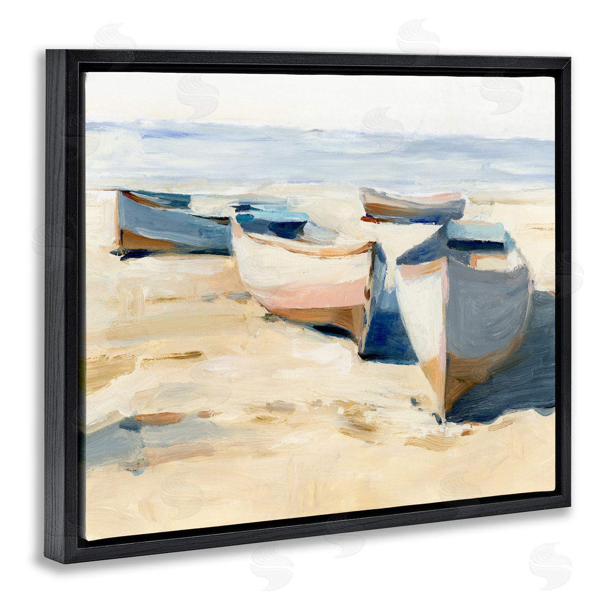 Ethan Harper Boats on Beach Painting Black Floater Frame Canvas Artside_