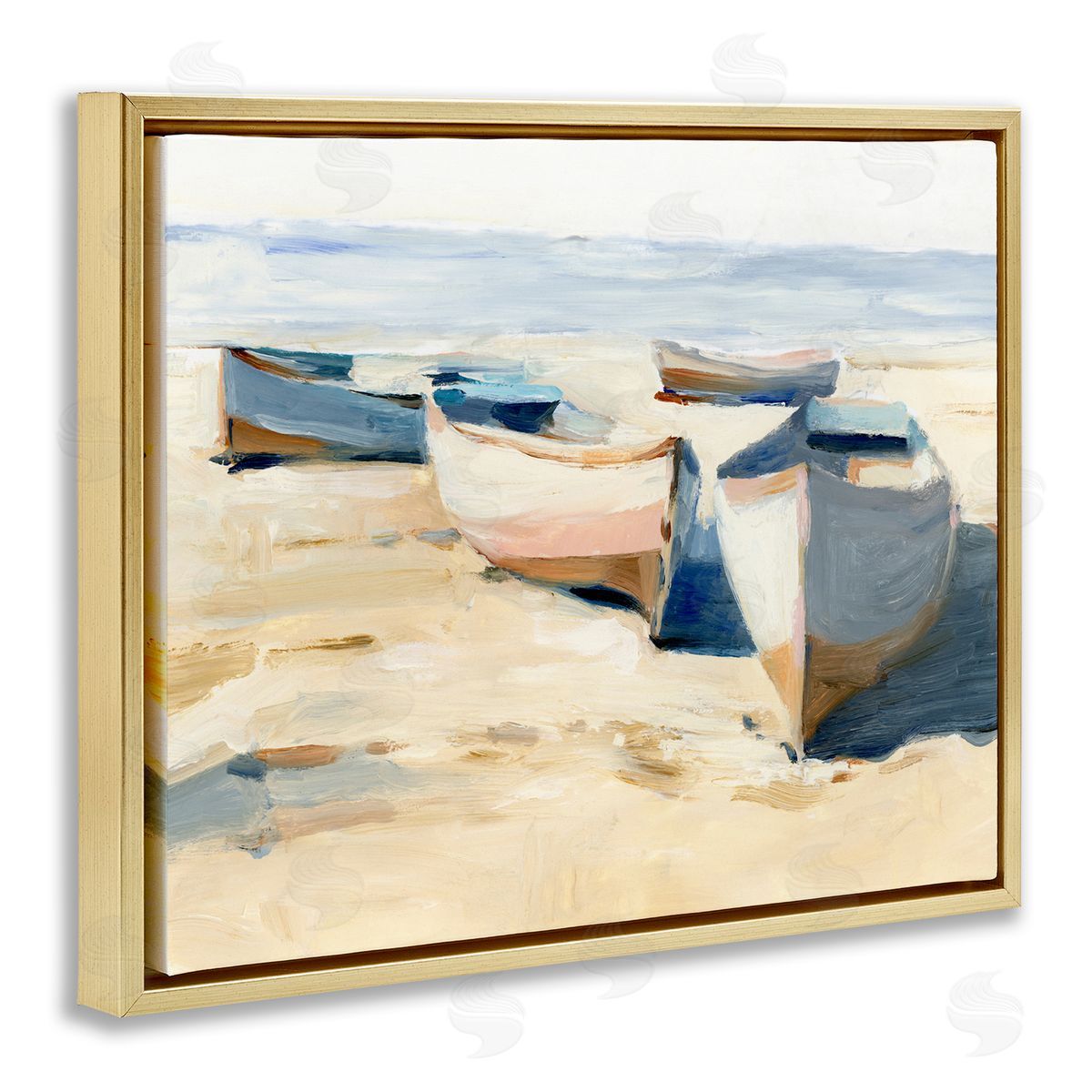 Ethan Harper Boats on Beach Painting Gold Floater Frame Canvas Artside_