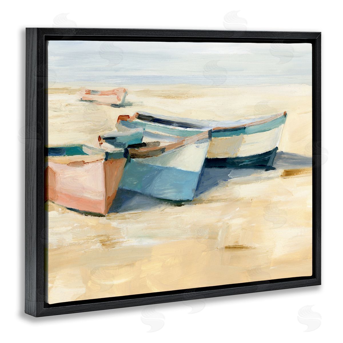 Ethan Harper Docked Boats Painting Black Floater Frame Canvas Artside_