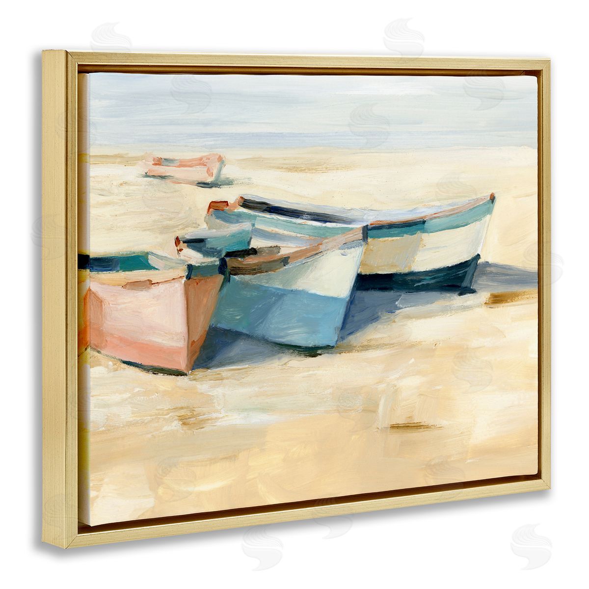 Ethan Harper Docked Boats Painting Gold Floater Frame Canvas Artside_