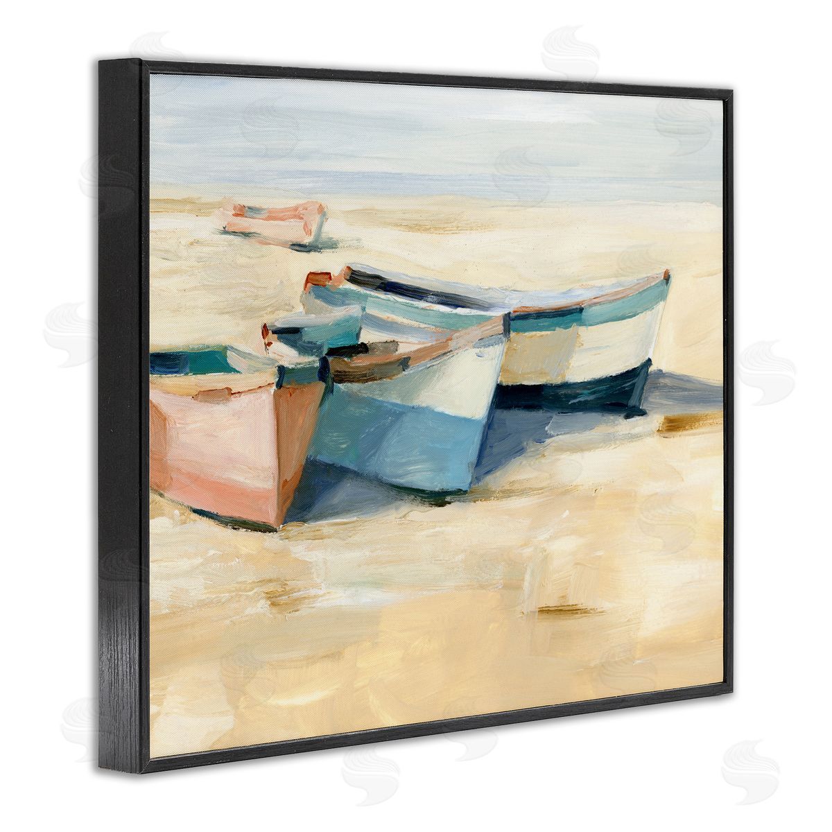 Ethan Harper Docked Boats Painting Black Framed Giclee Wall Artside_