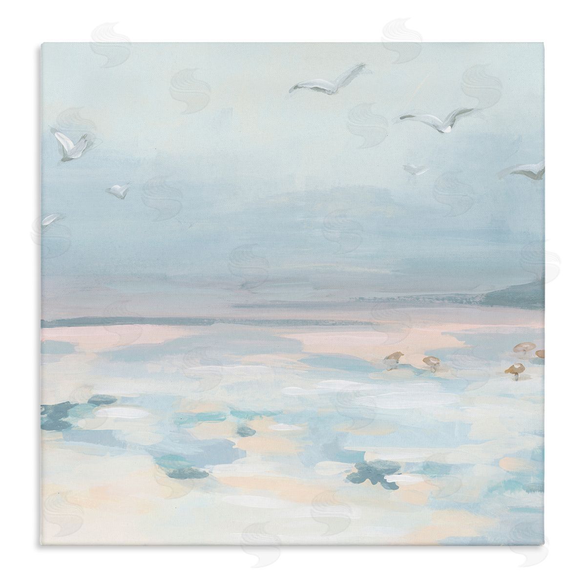 Pastel Coastal Landscape Canvas Wall Art, Home Decor by June Erica Vess