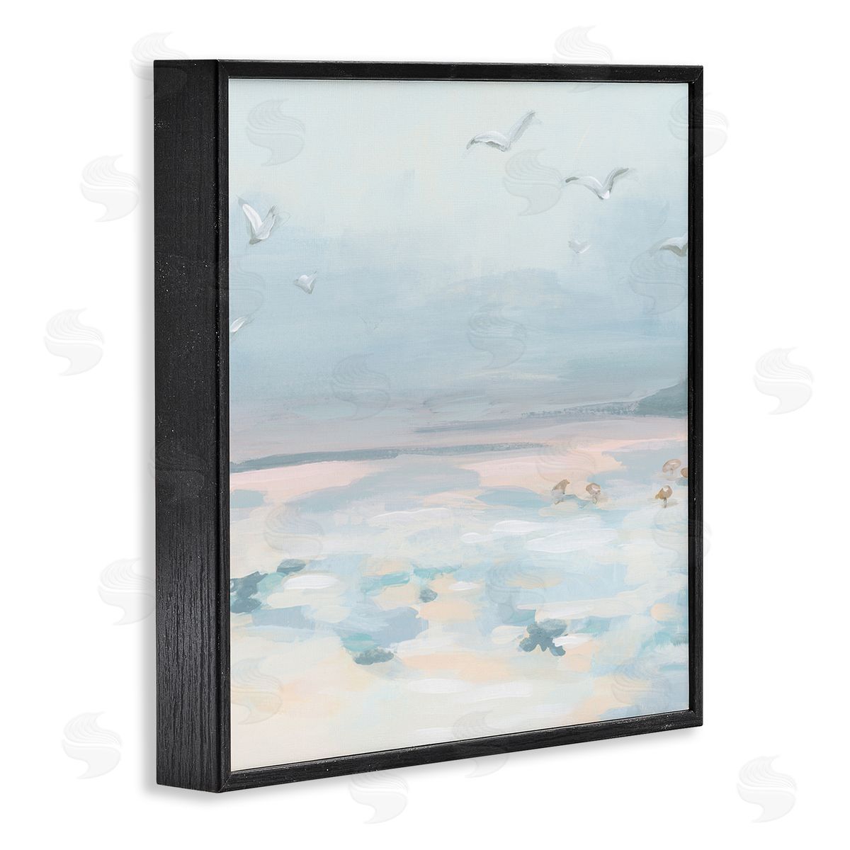 Pastel Coastal Landscape Black Frame Print Wall Art, Home Decor by June Erica Vess
